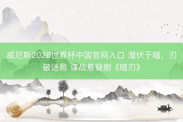 威尼斯2026世界杯中国官网入口 潜伏于暗，刃破迷局 谍战悬疑剧《暗刃》